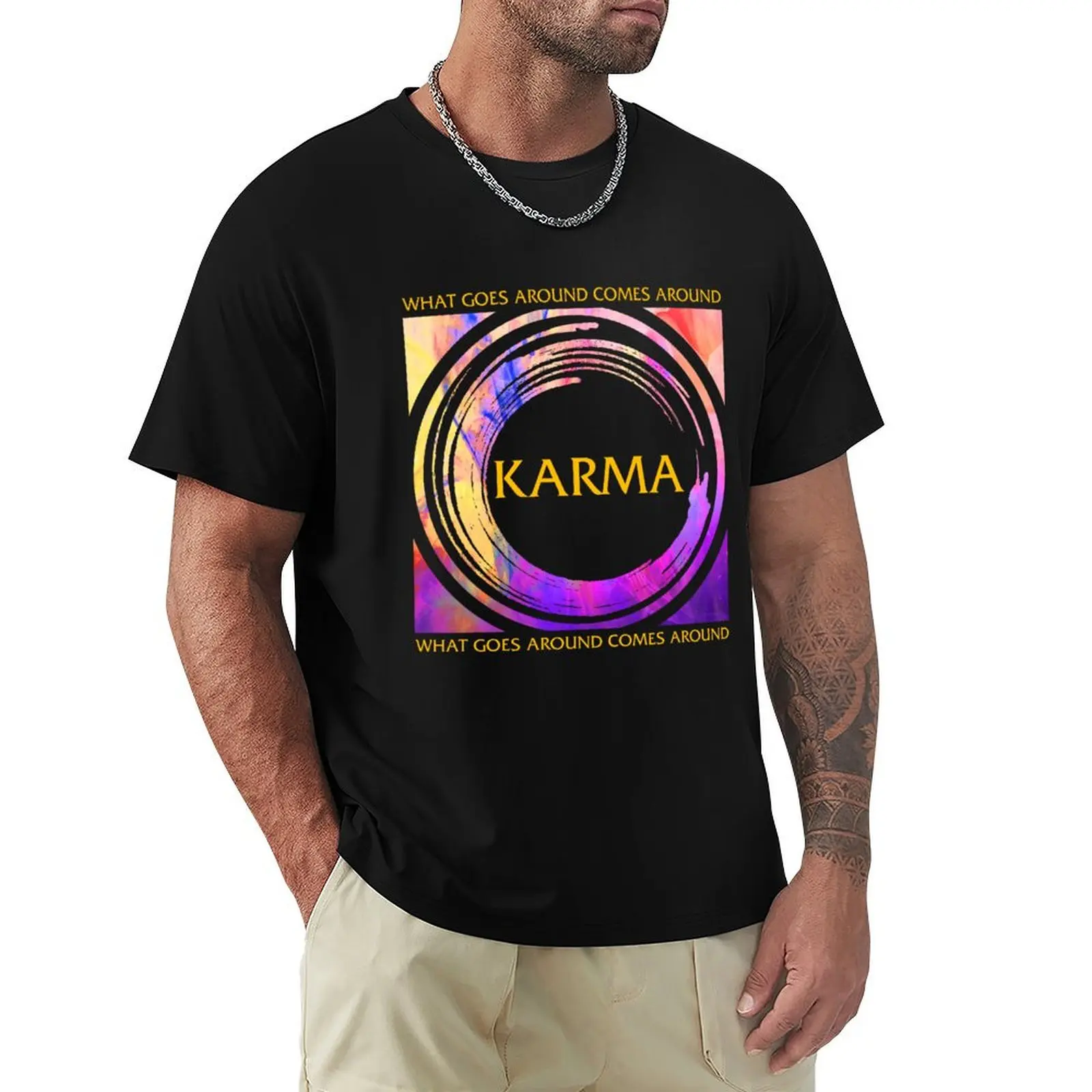 

Karma Shirt, Buddha Yoga Tee, Vintage Karma Quotes Universal Law Buddhism Funny Gift For Men Women T-Shirt