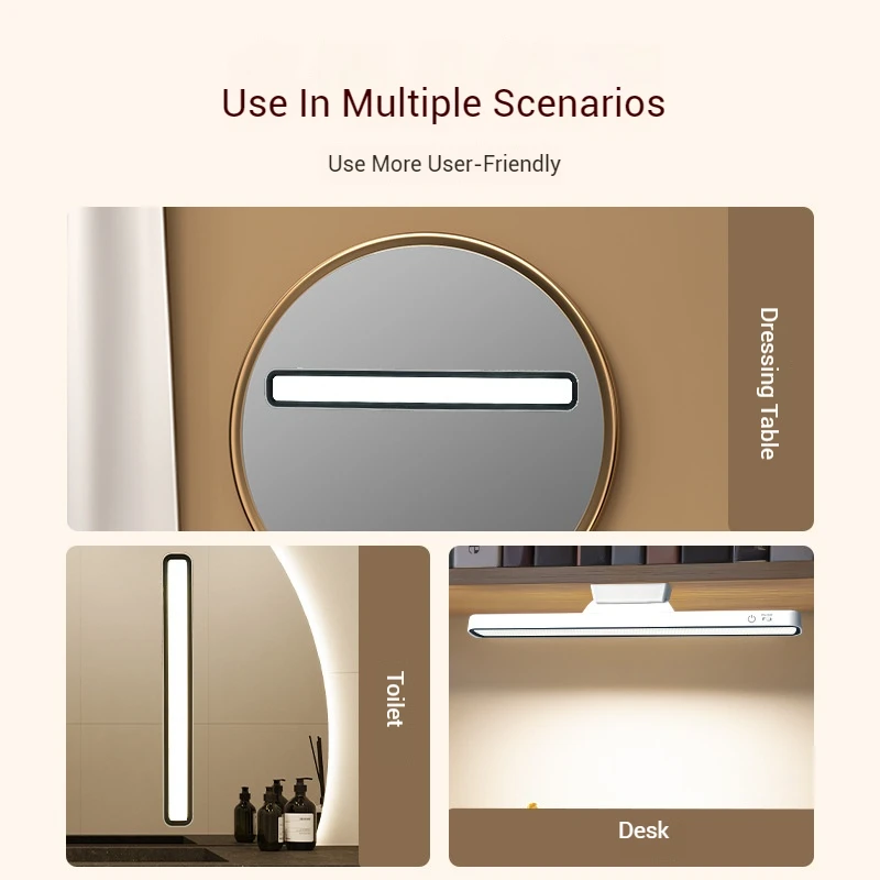 Lampe de miroir de maquillage LED aste par USB, lampe de vanité à gradation continue, lampes de table de lecture de nuit, chambre à coucher magnétique, 9W