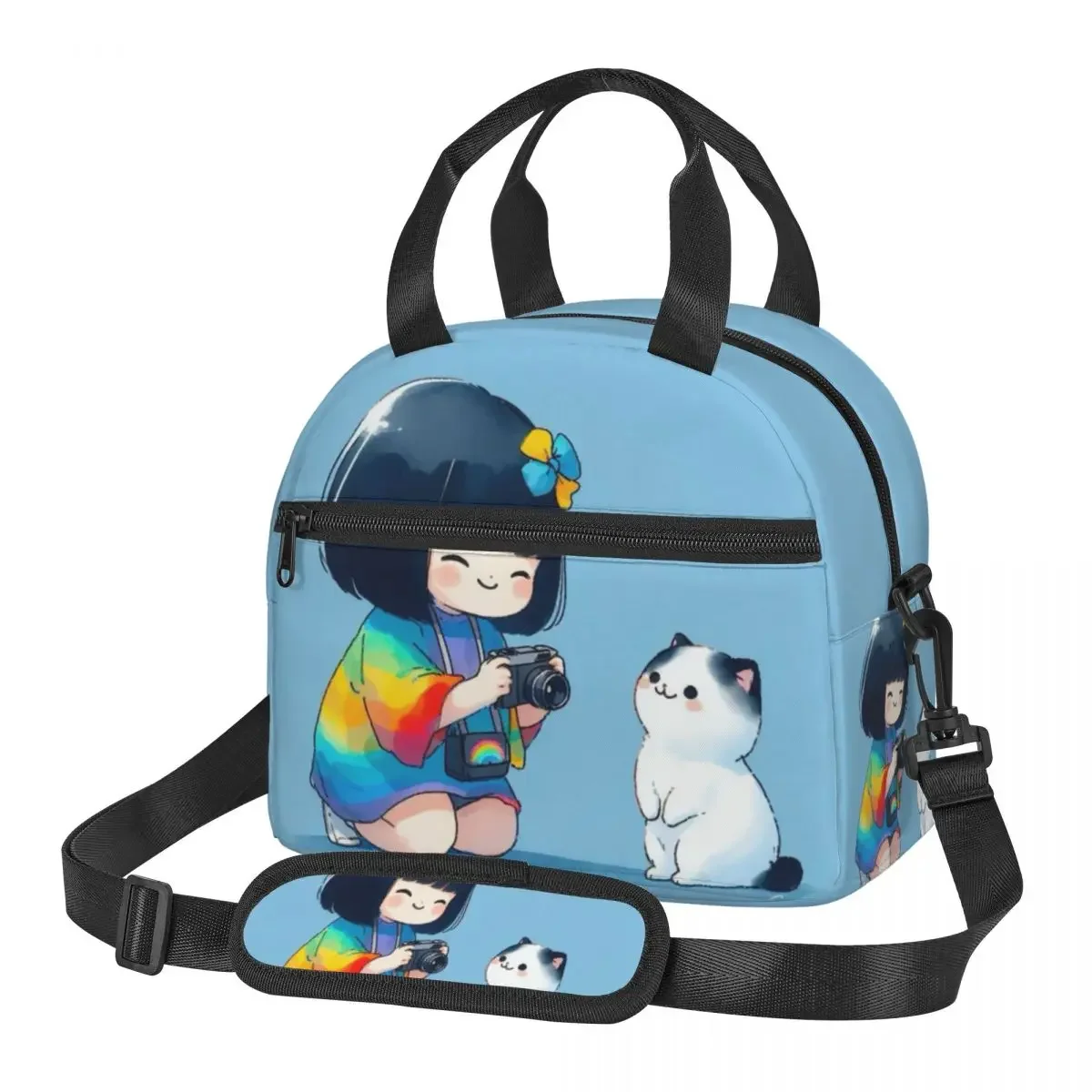 

Cartoon Girl Insulated Lunch Cooler Bag For Work Camping Beach Travel, Leakproof Wate