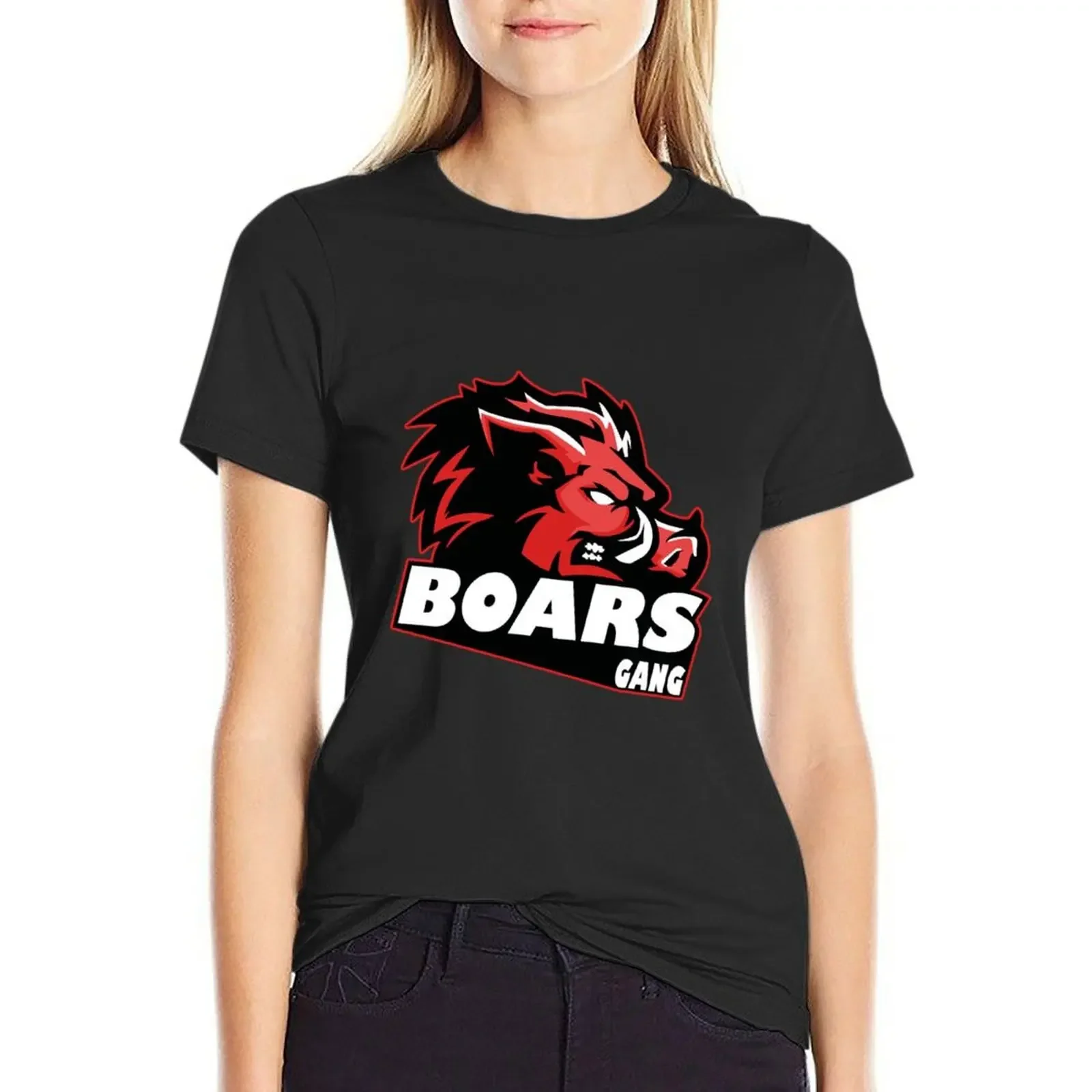 

Boars Gang T-Shirt blacks Short sleeve tee graphics cropped t shirts for Women