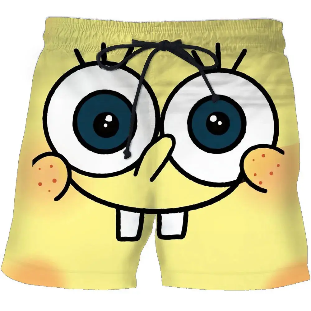 Summer Kids SpongeBob SquarePants Shorts Cute Cartoon Beach Short Pants Men Women Fashion Beach Clothing Casual Daily Wear