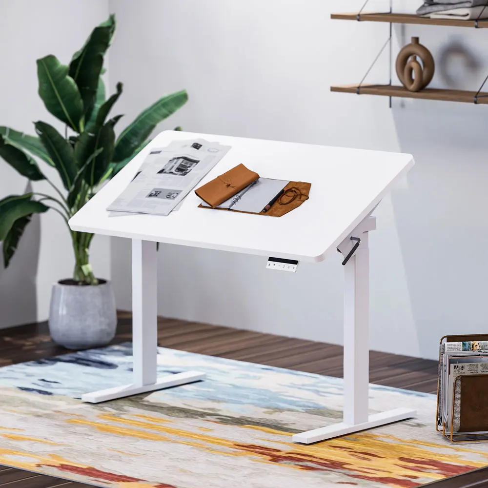 Single Motor Electrical Height Adjustable Desk Frame Half Tilting Desk Frame Sit to Stand Desk Frame Flip Drawing Table
