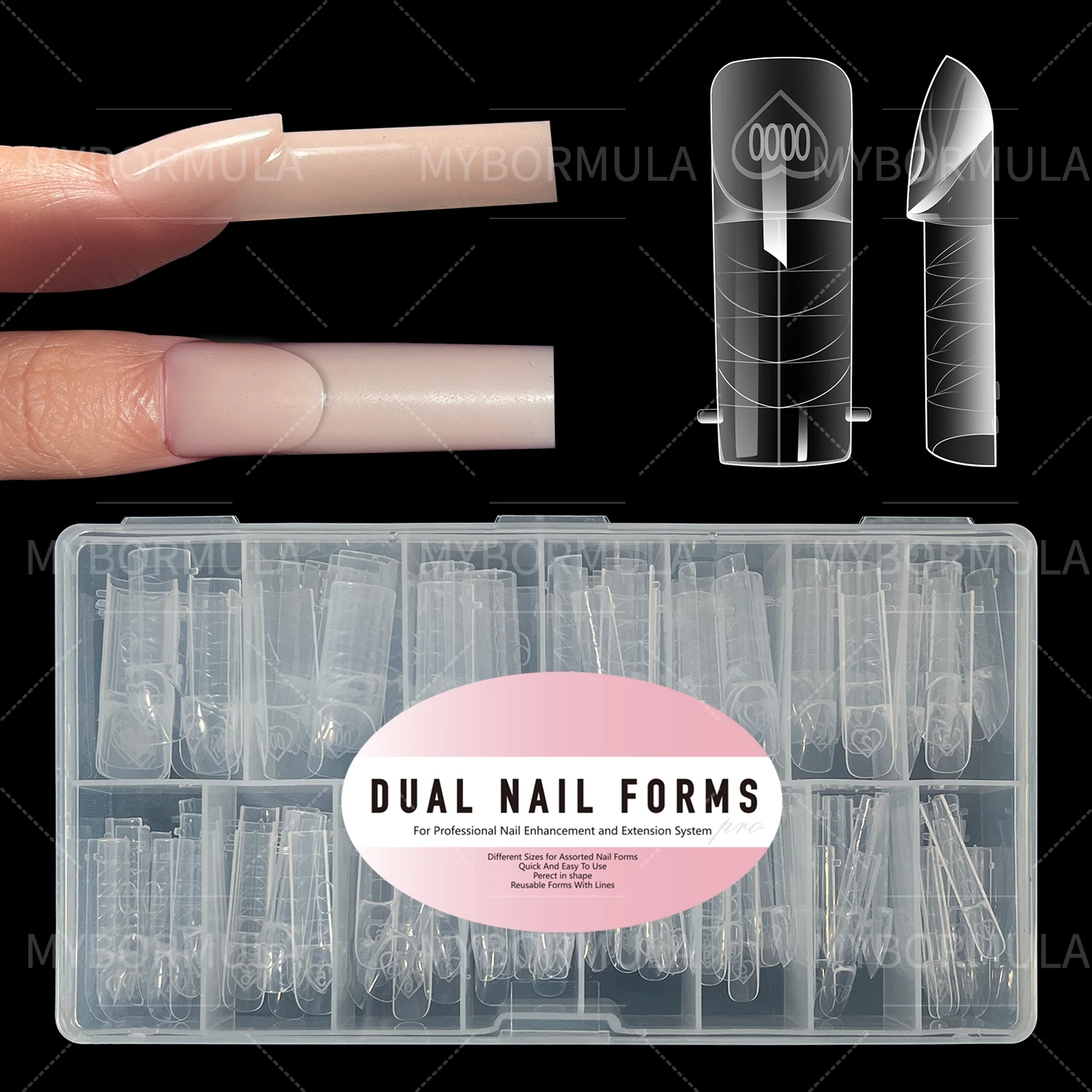 

150pcs New Trend Smart French Line Tipp French Dual Form Nails Russian Style Plastic Sculptural Extension Nail Forms