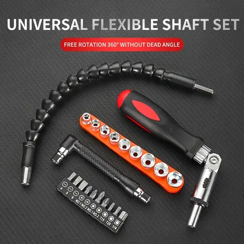 Universal Flexible Shaft Screwdriver Bendable Connecting Rod Multi-Size Bits Sockets L-Wrenches Wrenches Home Craft Kits