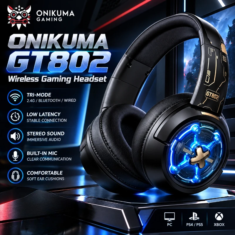 Gaming Console In Amazon - หูฟังเกมมิ่ง ONIKUMA GT802 ไร้สาย 2.4GHz บลูทูธ