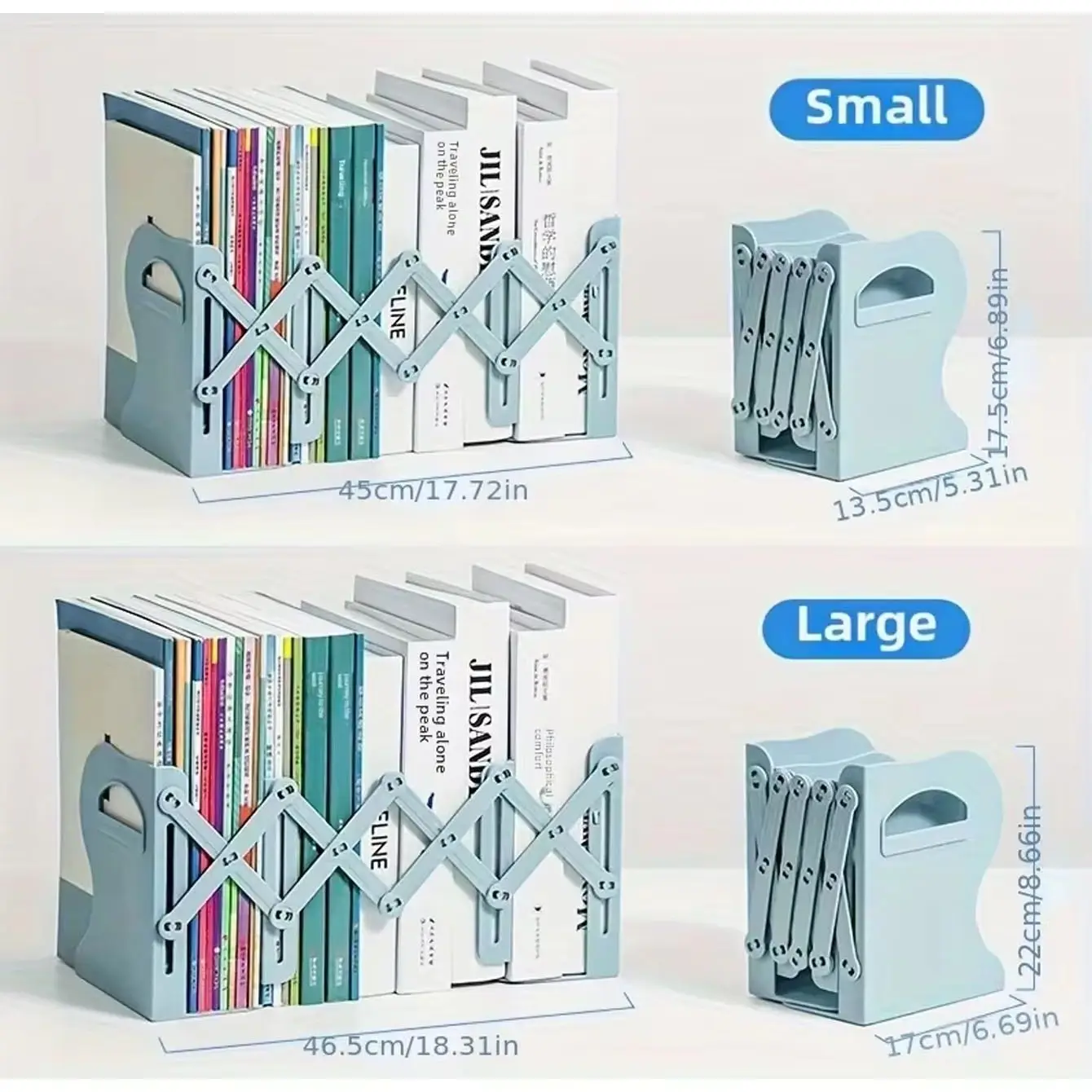Student desktop book holder, foldable and retractable book stand, book storage rack, student book holder