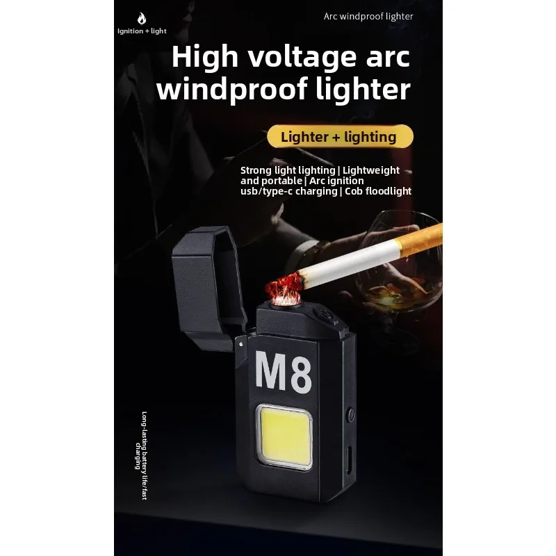 Mini Portable Heating Wire Windproof Lighter: Super Bright Flashlight, Rechargeable, Long Life, Outdoor Emergency Light