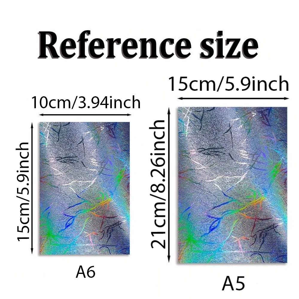 A5/A6 120g GlitterTextured Scrapbook Paper 50 Sheets Assorted Colors Designs Embossed Holographic Art Paper DIY Greeting Cards