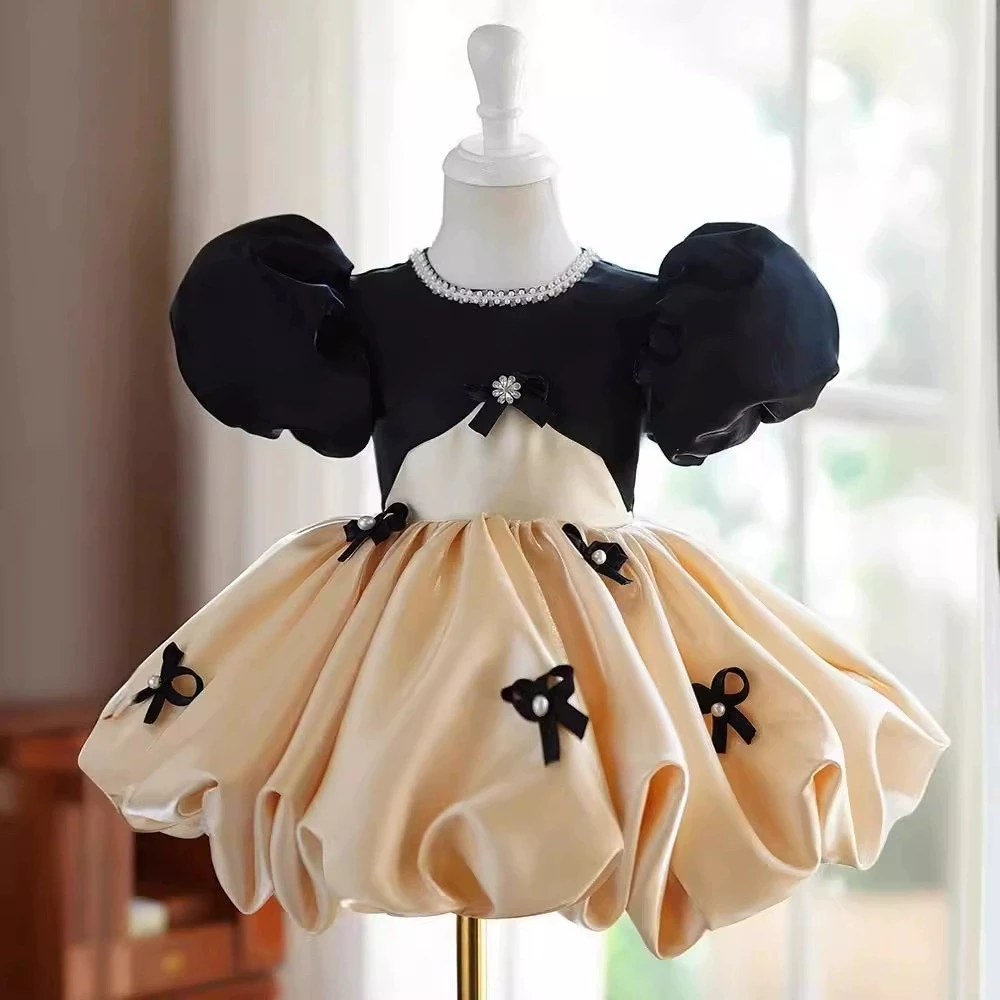 

Праздничное платье 2026: Детские нарядные платья для девочек на Пасху, Ид, свадьбу, с бисером и бантом, для дня рождения, первого причастия, бальные платья