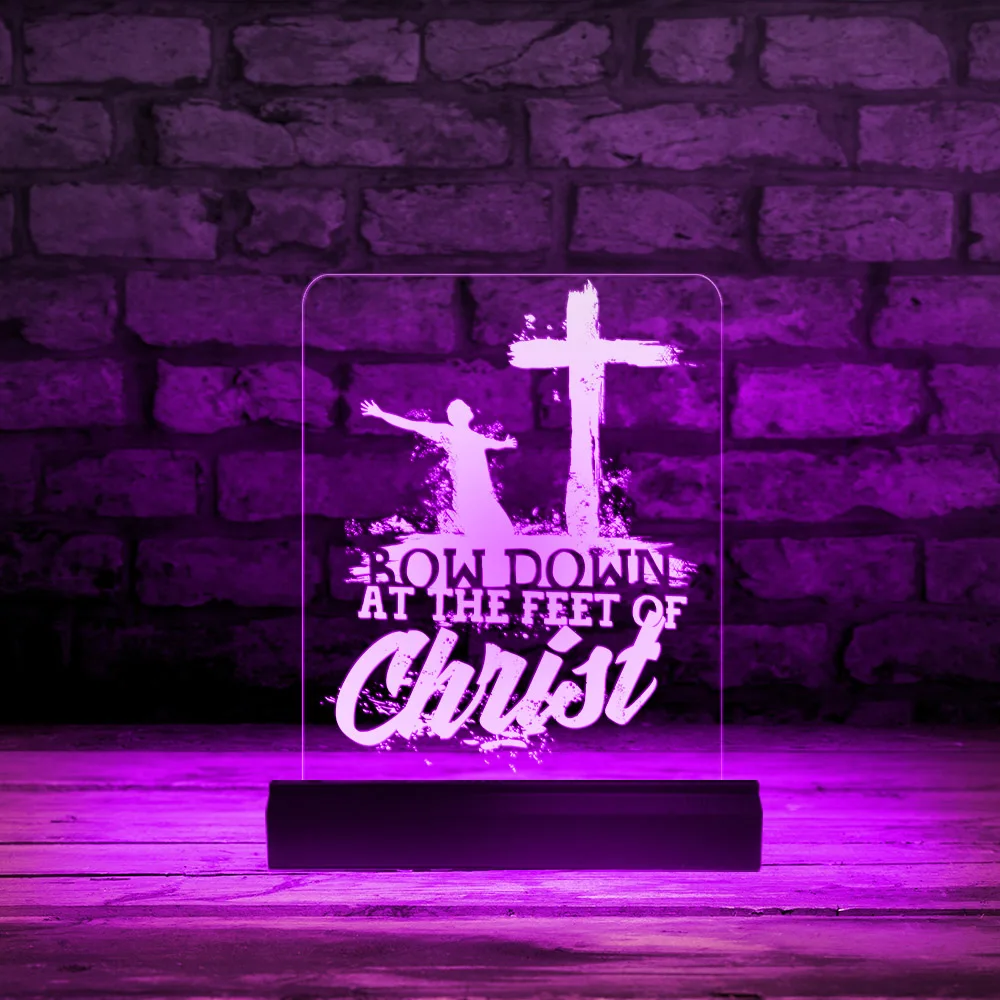 

Bow Down At The Feet Of Christ Bible Lettering Decorative Lighting LED Illuminated Display Sign Christian Art Neon Light Sign