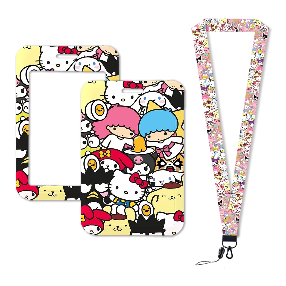 W Sanrio University Credit Card Neck Strap Lanyards ID Badge Holder Kindergarten Girls Keyrings Kids Cute Gifts