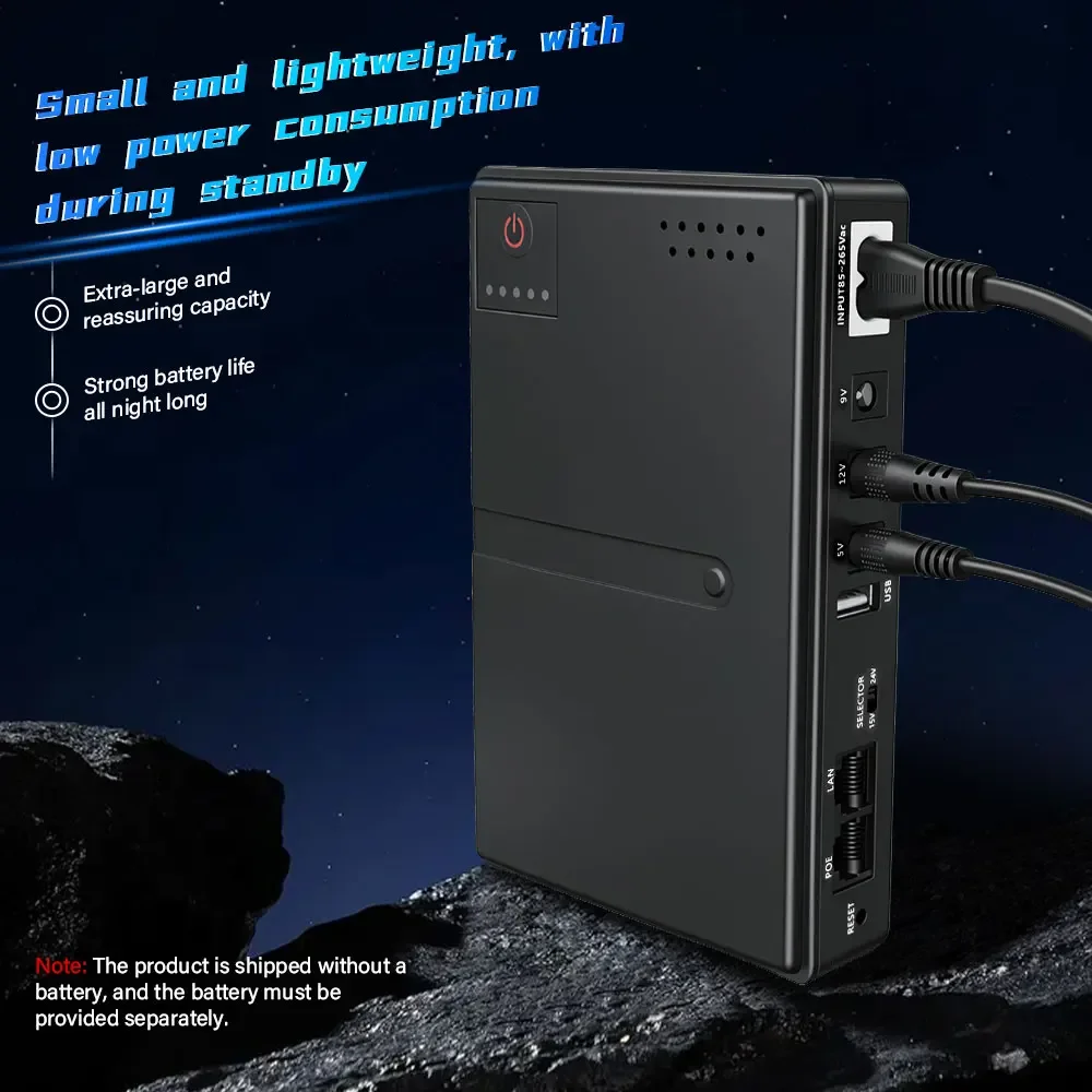 【Without Battery】Mini DC UPS Uninterruptible Power Supply Replaceable Battery Backup 5V 9V12V 220V for Router Wifi Modem EU Plug