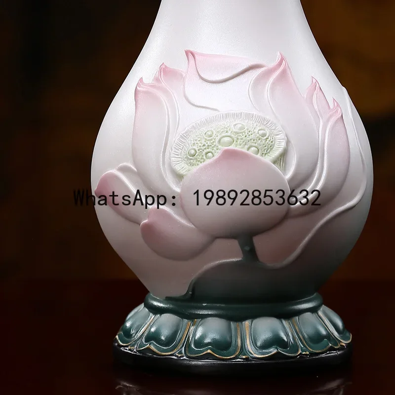 X20 ceramic lotus vase - home living room flower arrangement, buddhist shrine vase ornament, guanyin offering vase