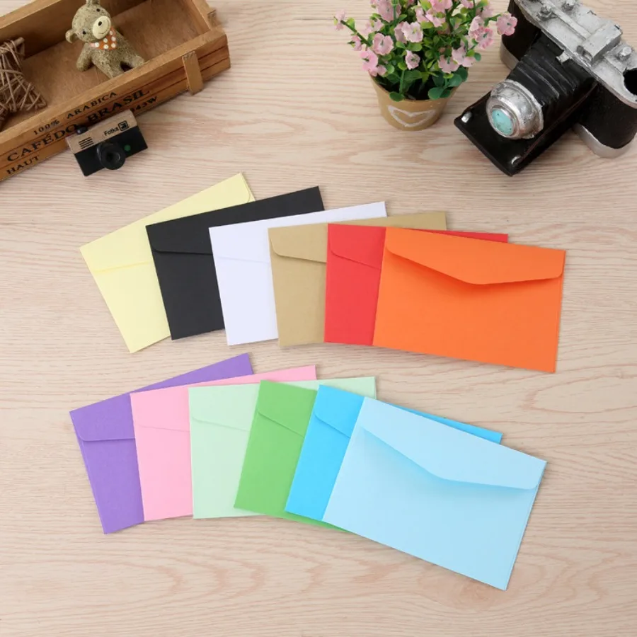 

10pcs Colored Envelopes, Cards, Wedding Packaging Paper Bags, Creative Kraft Paper Blank Pink Member Small Envelopes