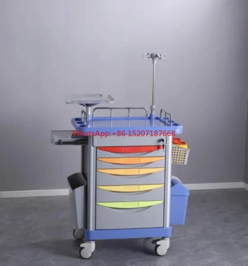 

Cheap Price ABS Hospital Treatment Cart Medical Rescue Emergency Multifunction Medicine Nursing Trolley