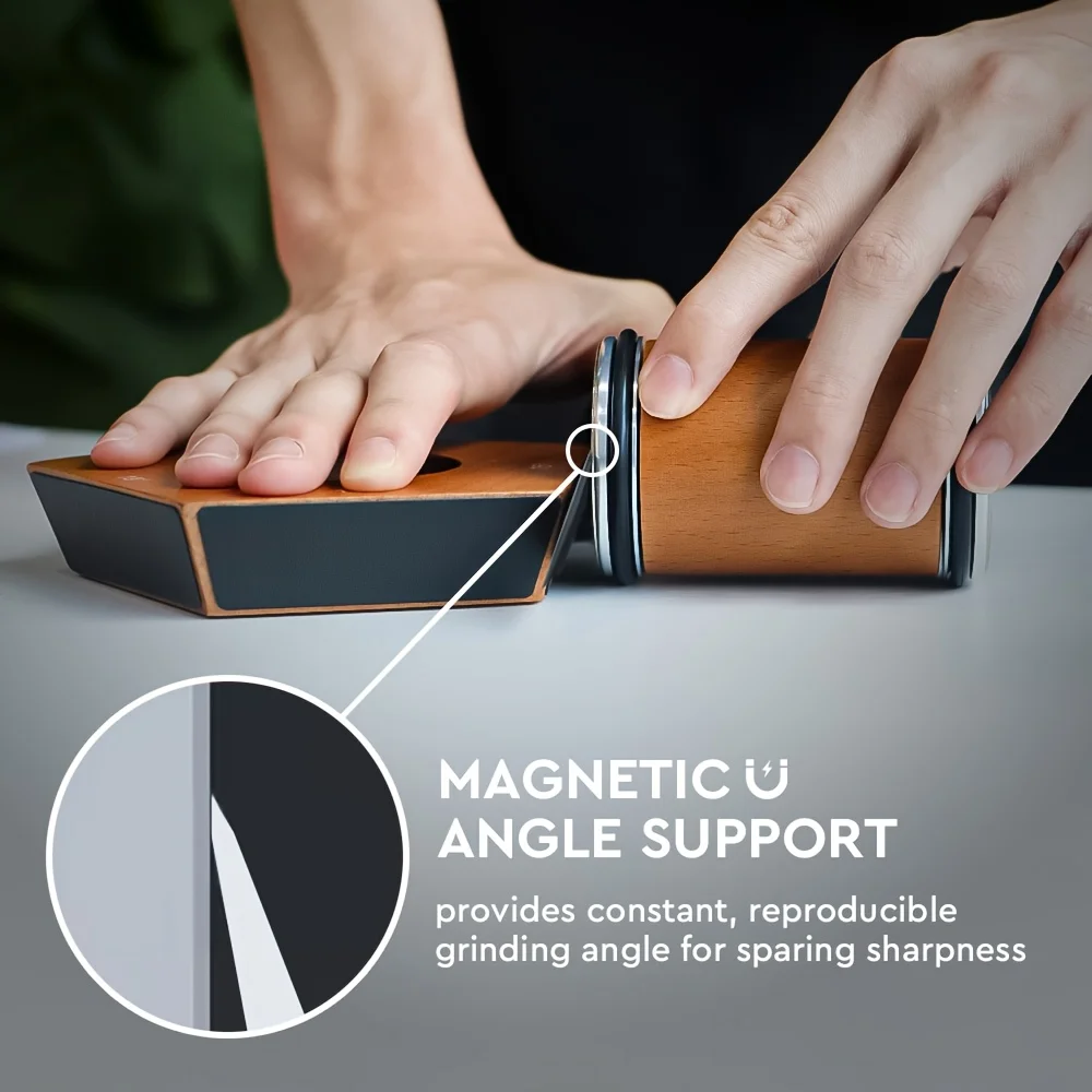 5 Angle Rolling Knife Sharpener 12/15/18/20/22° Knives Sharpeners Magnet Base Wooden Accessory Diamond Grit 240-10000# Kitchen view 3