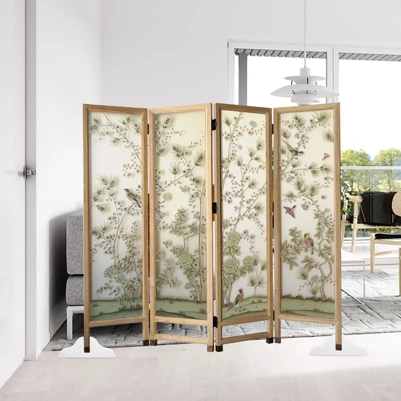 2Pcs Room Divider Stand Folding Screen Base Partition Holder Stable Support for Home Office Hotel Privacy Screen