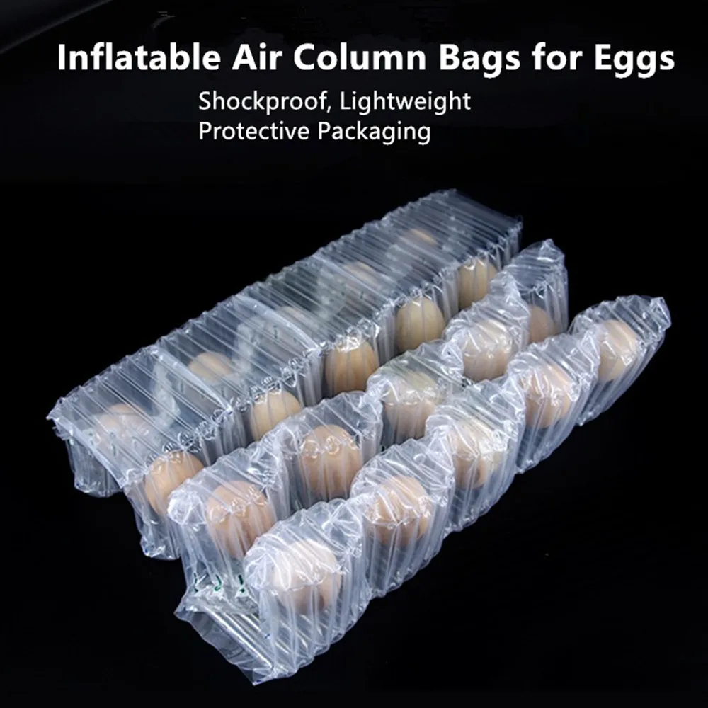100pcs (1pc for 10 eggs packed) Inflatable Air Column Bags for Eggs - Shockproof Protective Packaging for Fragile Items Shipping