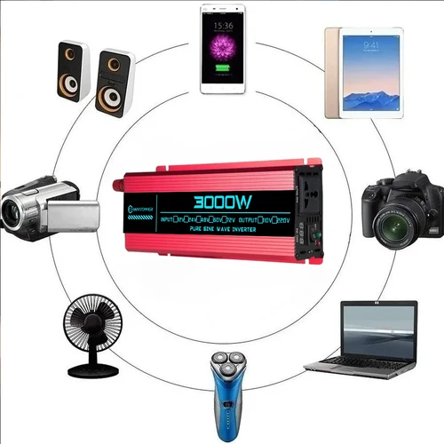 Imagen 2 del producto Inversor de Onda Sinusoidal Pura 12V 220V DC a AC 1600W 3000W 24V 220V, Convertidor de Energía Portátil, Cargador Solar para Auto, Adaptador