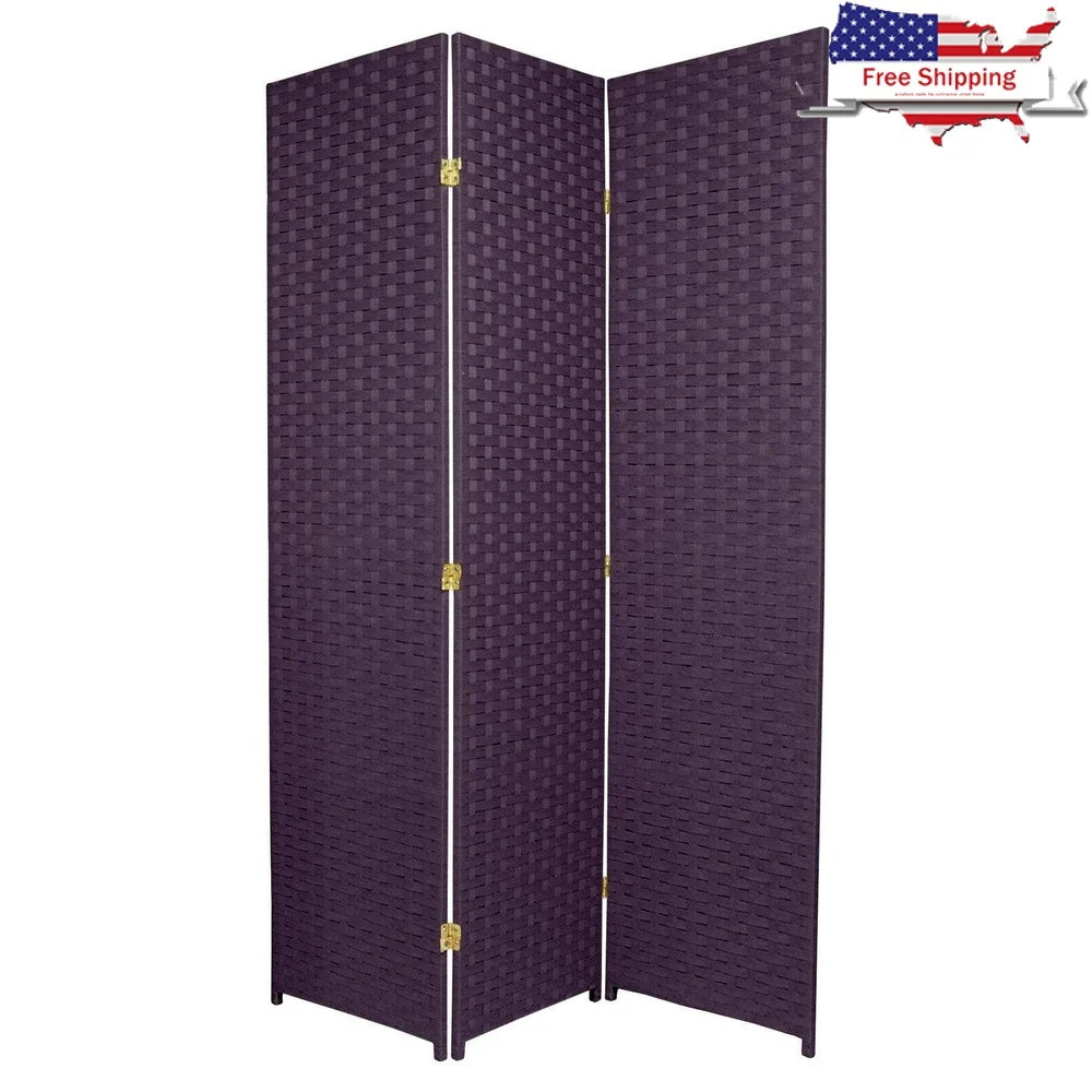 

Handcrafted 6ft Tall Woven Fiber Room Divider Lightweight 3 Panel Eco-Friendly Natural Fiber Folding Screen Living Space Privacy