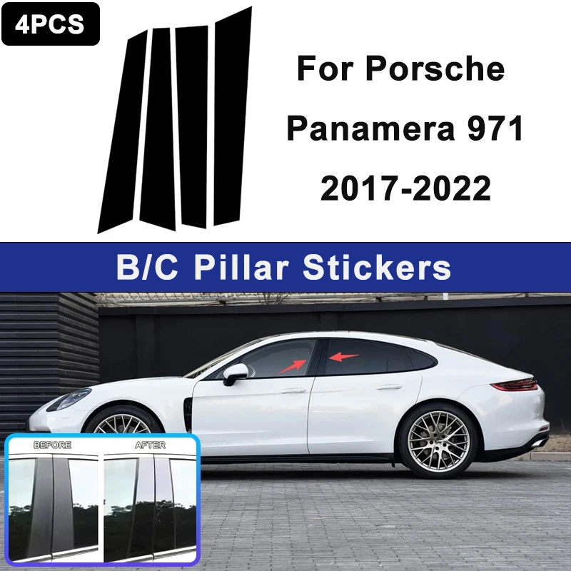 

For Porsche Panamera 971 2017-2022 Window B C Pillar Post Cover Trim Stickers Door Column Decorative Exterior Accessories