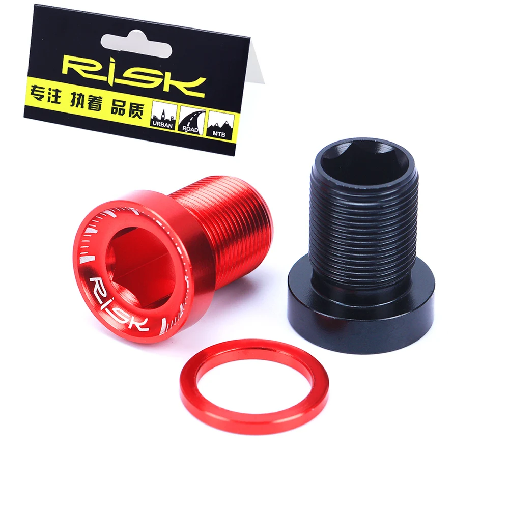 RISK 2pcs M15*19mm MTB BIke Splined Bottom Bracket Bolts Aluminum Alloy Waterproof Dust-proof Cover Bottom Bracket Crank Screws