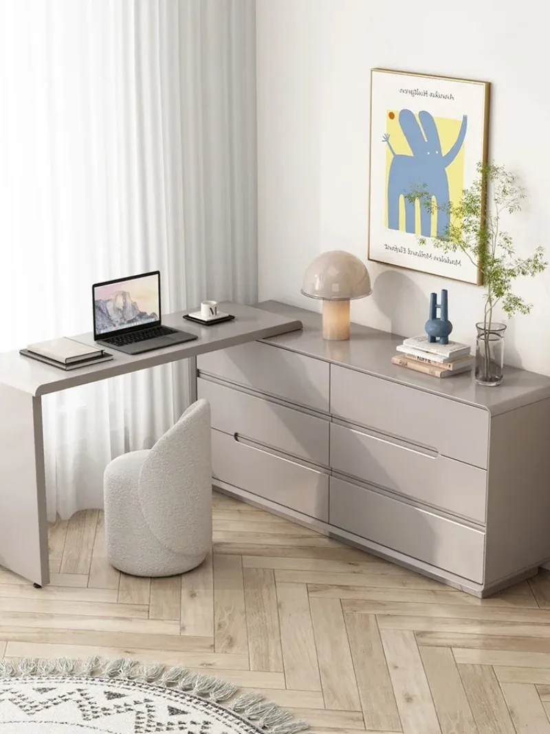 

Italian minimalist bedroom dresser chest cabinet integrated multi-functional ins cream wind corner makeup desk bedside cabinet