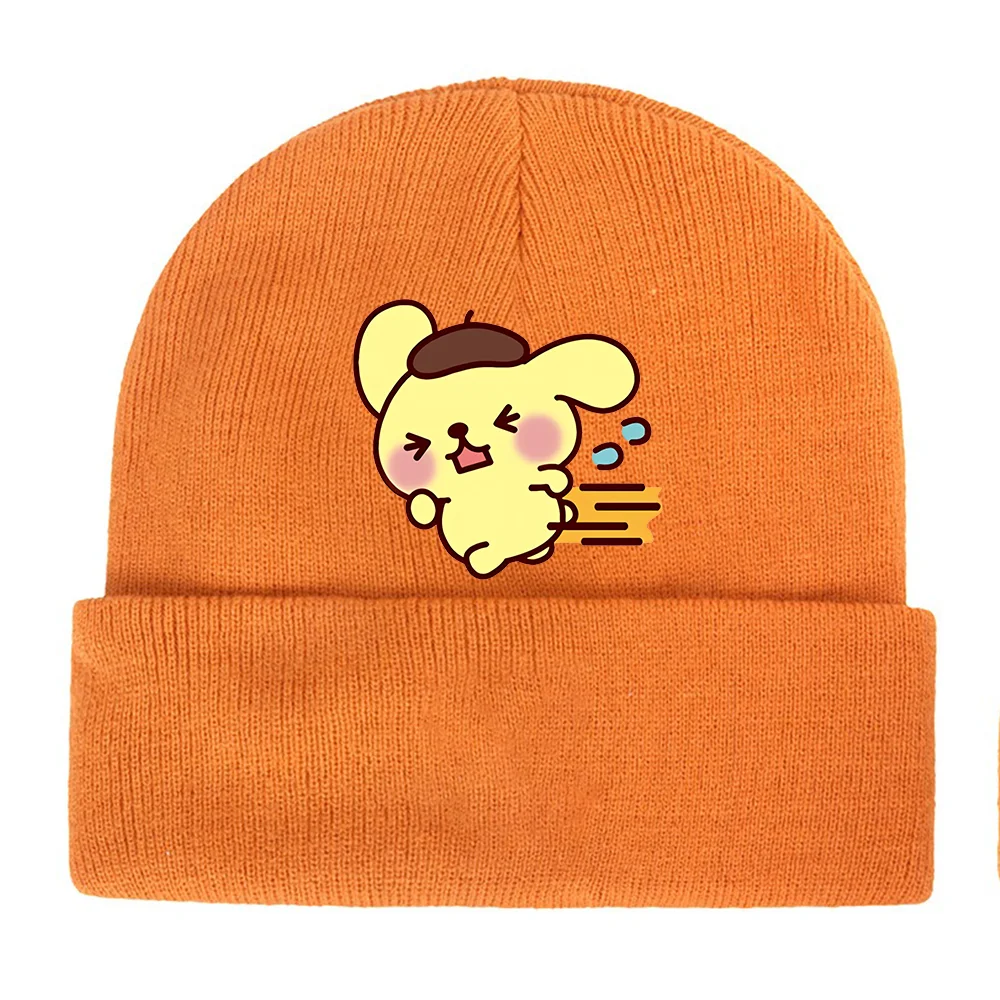 Pompompurin Wool Blends Soft Warm Beanie Knitted Caps Children Adult Warm Cover Head Cap Outdoor Camping Traveling Ski Cap