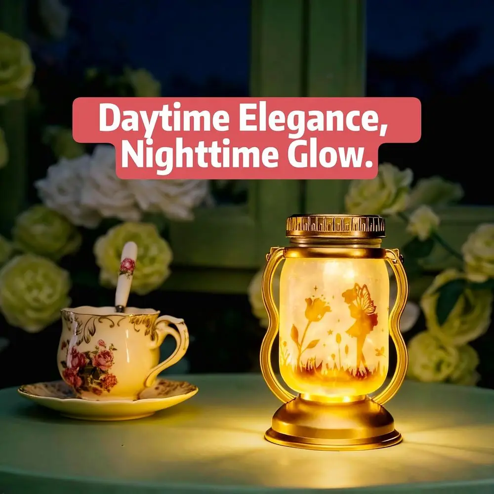 2 Pack Lanterns Airy Gold Lights Mosaic Lights Outdoor Waterproof Gifts for Women Mom Grandma Lights Decoration Outside Yard, Pa