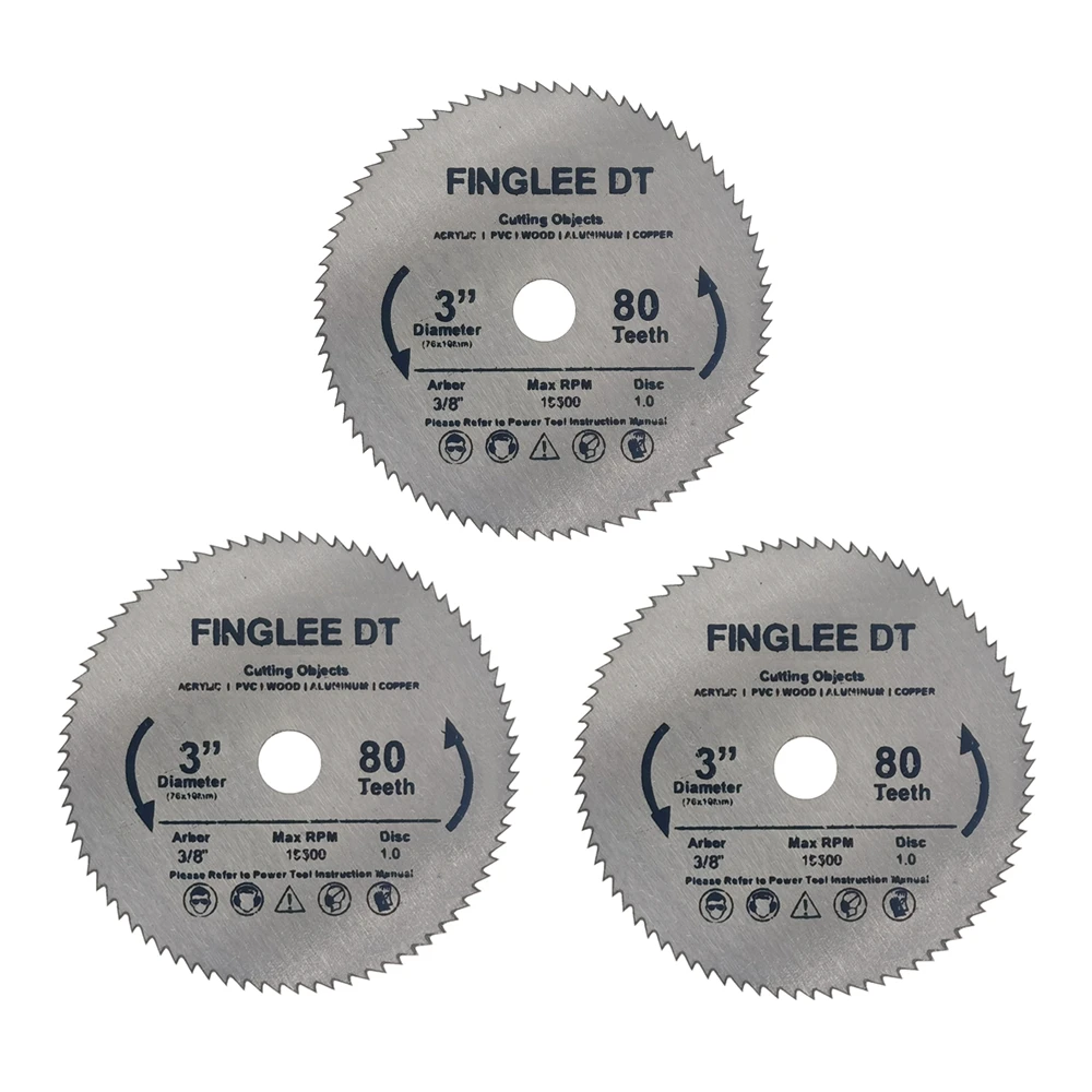 FINGLEE DT 3-calowa piła tarczowa 76 mm HSS, tarcza tnąca ze stali szybkotnącej 80/120 zębów z trzpieniem 9,5 mm do narzędzi obrotowych do drewna