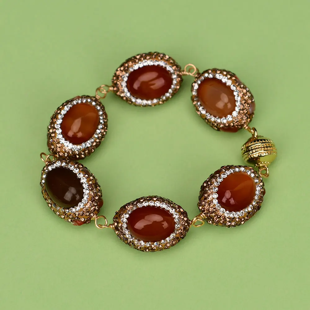 G-G Natural Red Agate Stone Beads Bracelet Handmade Jewelry