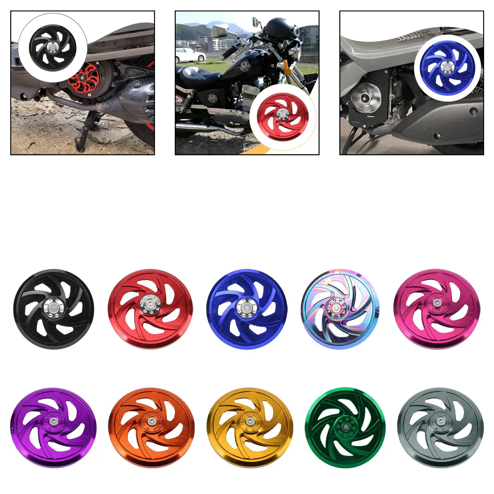 

Motorcycle Engine Cooling Fan Protector Hollow Design Aluminum Alloy Cover for Temperature Control Accessories DIY Installation
