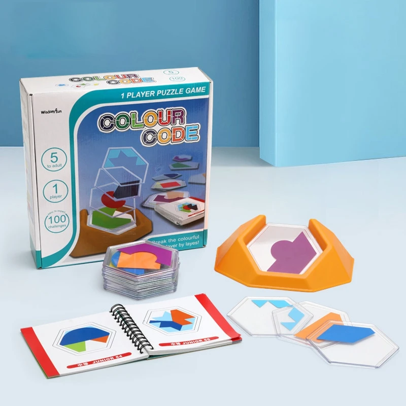 Jogos de código de cores pré-escolares, jigsawes lógicos para crianças, figura cognição, pensamento espacial, brinquedo educacional, habilidades de aprendizagem