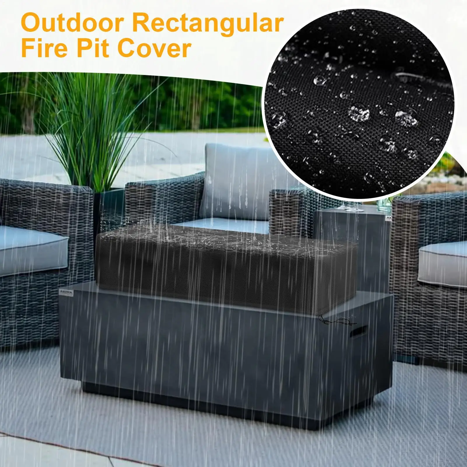Outdoor Fire Pit Cover Waterproof Oxford Square Fire Pit Cover UV Protection Grill Accessories For Garden Cooking Bonfires