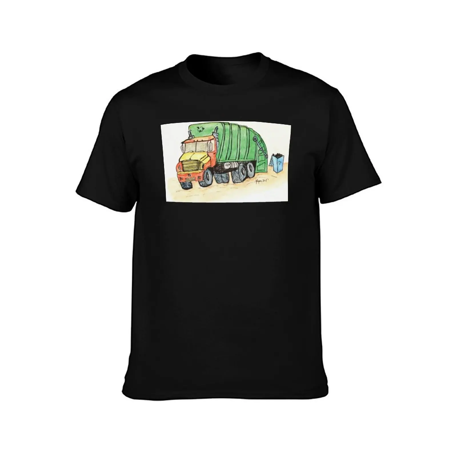 Garbage Truck T-Shirt Summer Casual Cotton Tee Oversized Streetwear Tops Vintage Graphic Print Loose Fit Short Sleeve
