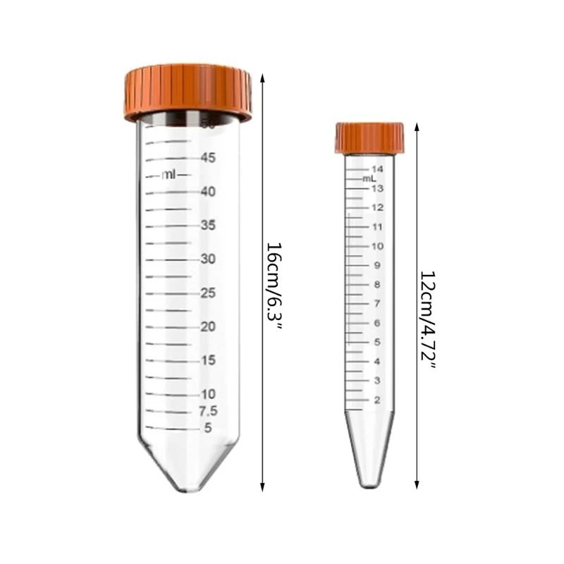 HX6A 25Pcs Plastic Centrifuge Tubes with Screw Caps, 15ml 50ml Graduated Centrifuge Tubes Test Tubes