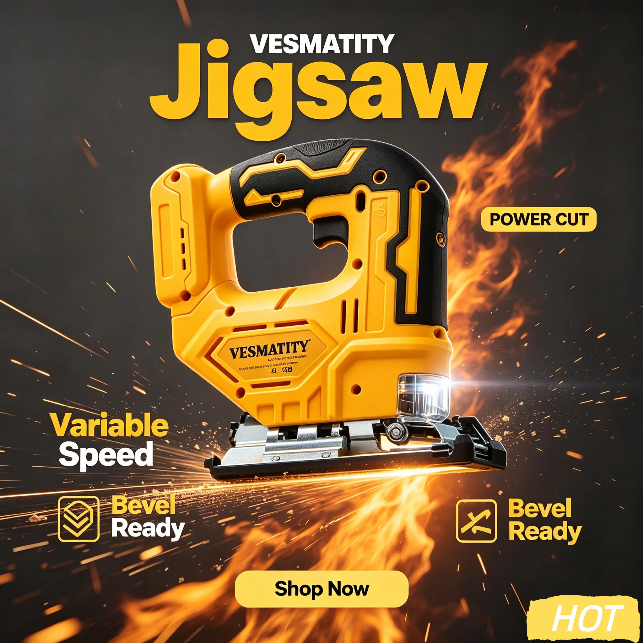 Vesmatity 2700RPM Brushless Curve Saw 18V Cordless Electric Jig Saw Portable Multi Adjustable Woodworking Tool Pro Max