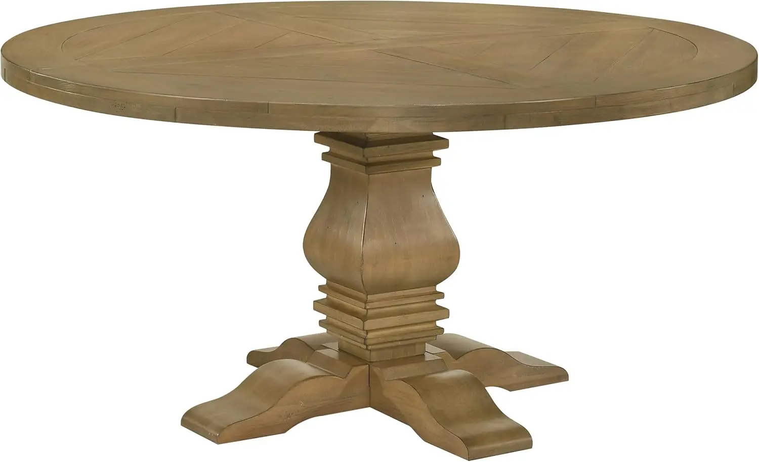 Florence Traditional 60-inch Round Pedestal Dining Table Planked Wood Top Rustic Brown 180200