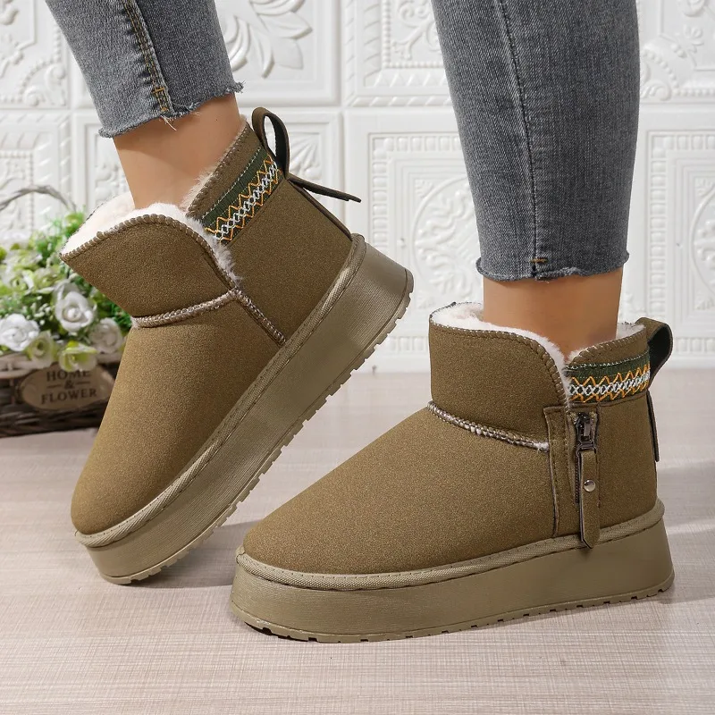 

Новинка 202, женские зимние ботинки, зимние нескользящие удобные ботильоны, новые зимние теплые хлопковые туфли большого размера, женская обувь