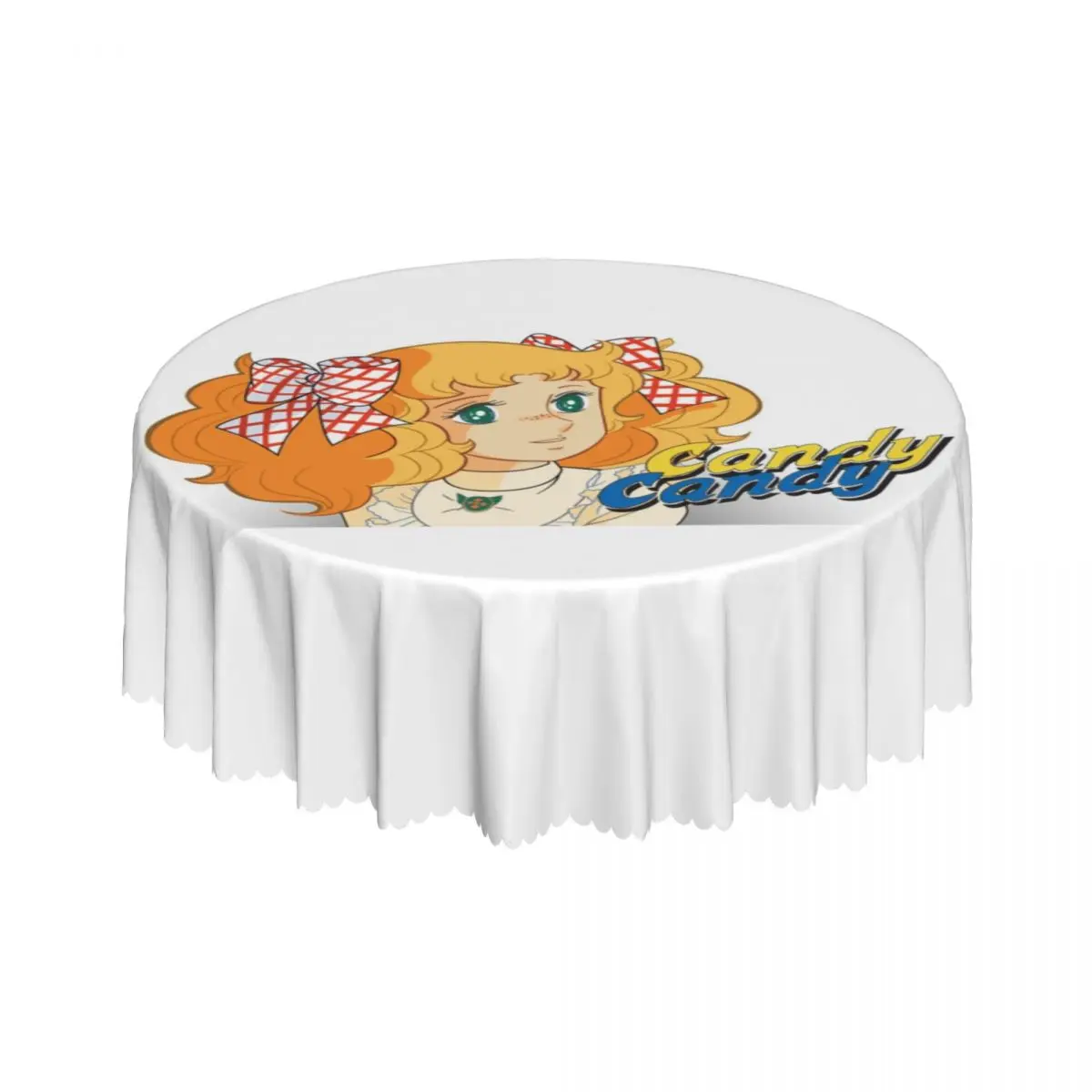 Round Cute Candy Candy Logo Tablecloth Waterproof Oil-Proof Table Covers 60 inches Anime Manga Table Cloth