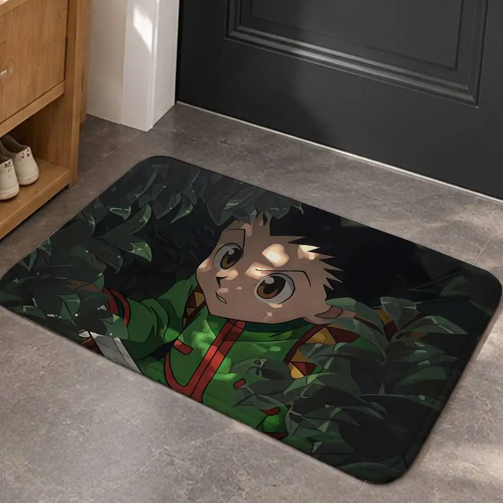 Hunter x Hunter Anime Gon Killua Home Decor Short Plush Floor Mat, Non-Slip & Easy to Clean for Multi Doorways