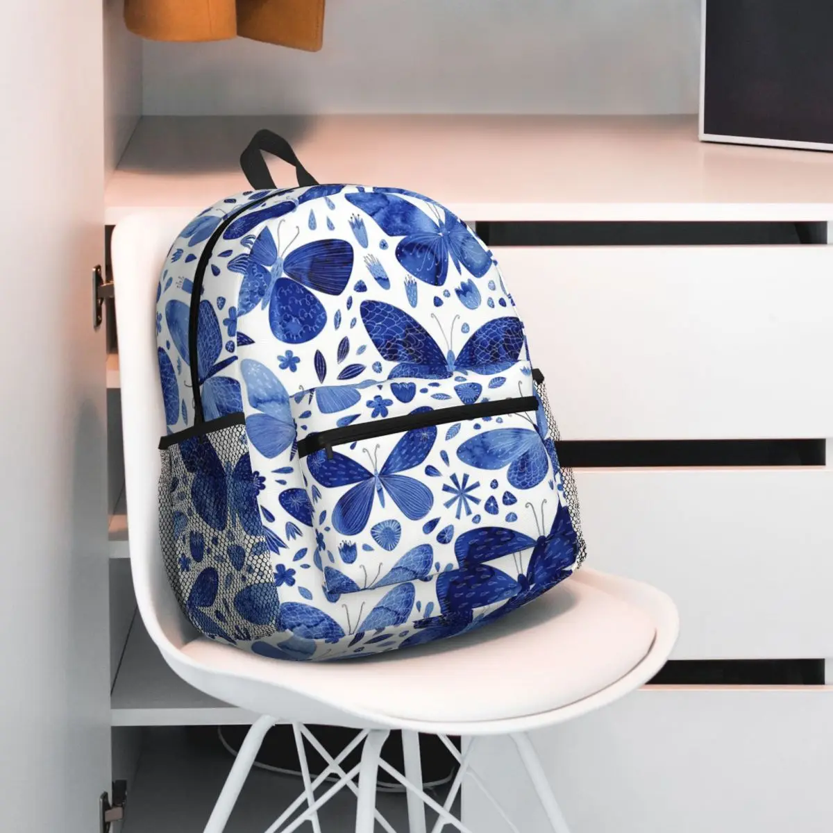 

Blue Butterflies Butterfly Backpack Student BookBag Kids School Bag Computer Shoulder Bags for Men Women
