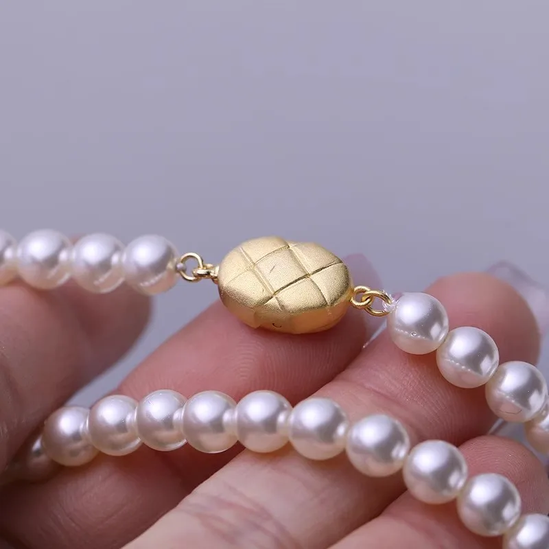 MeiBaPJ 6mm Round Real Natural Freshwater Pearl Beads Necklace 925 Sterling Silver Clasp Fine Wedding Jewelry for Women