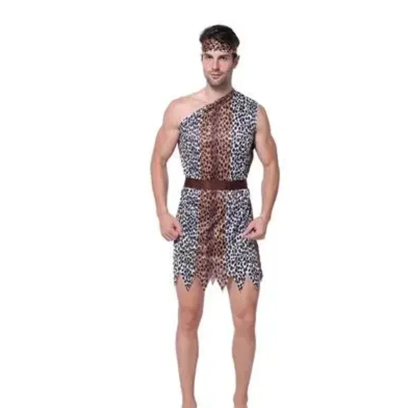 Adult Children Leopard Print Indians Cosplay Costume Savage Performance Costumes Halloween Carnival Party Dress Lovers clothin D