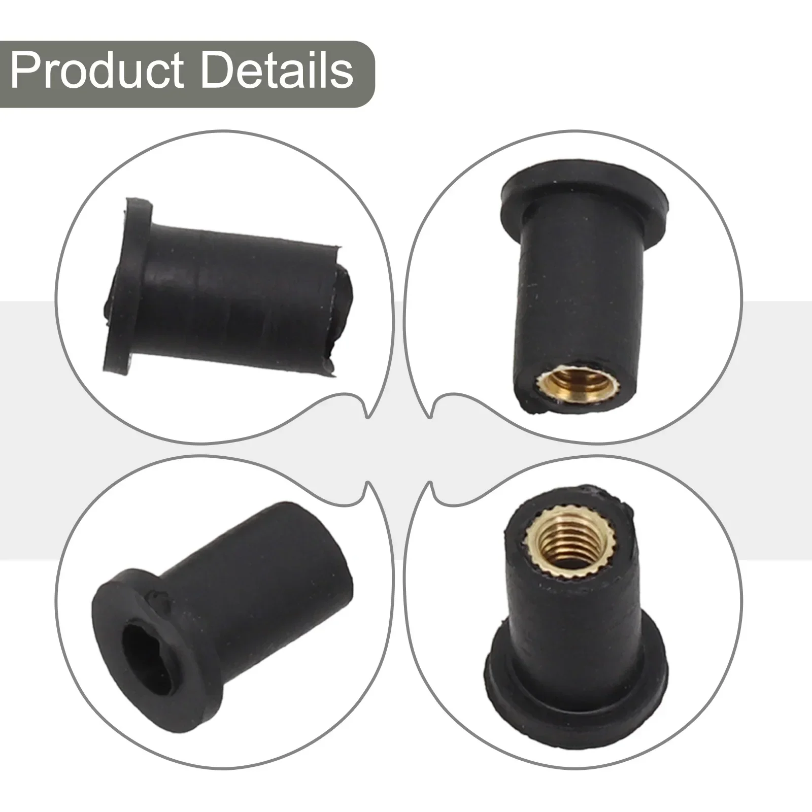 

5pcs Motorcycle Windshield Rubber Nut Vibration Damper Panel Mounting M-4 M-5 M-6 Size Optional Moto Vibration Dampening Nuts