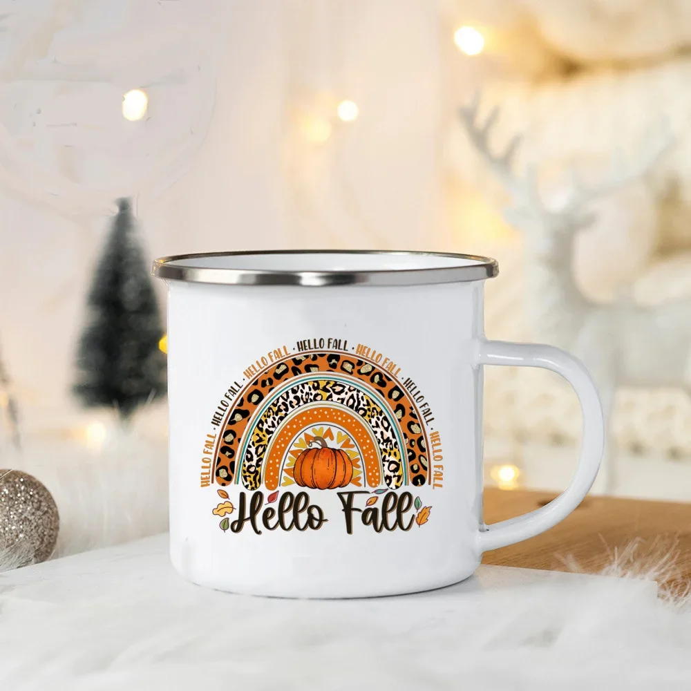 Tis The Season smalto Mug Pumpkin Spice Fall Coffee Mug Cute Autumn Coffee Latte Cup Campers Gifts Ideas Cup bevande autunnali