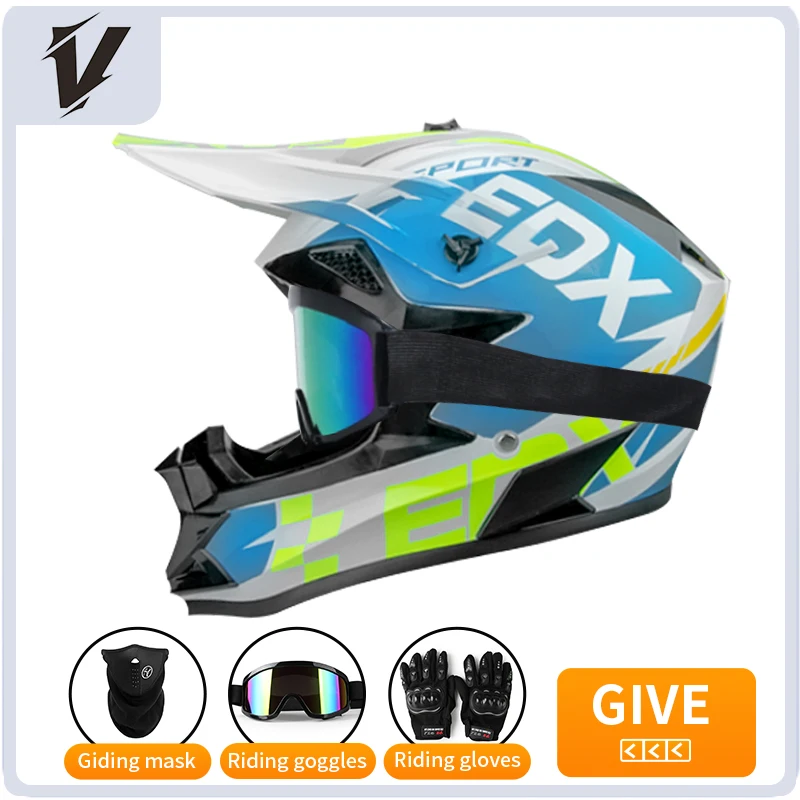 Full Face Motorcycle Helmet Motorcycle Motocross Race Downhill AM DH Children Adult Universal Helmet with 3 Piece Gift image 5