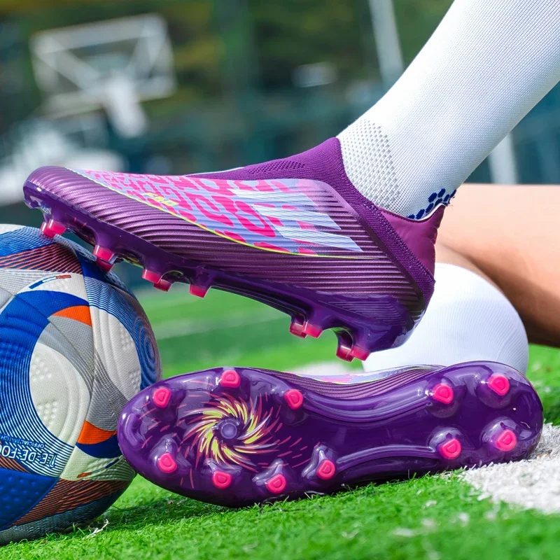

Профессиональные футбольные бутсы для мужчин, модные фиолетовые мужские футбольные кроссовки высокого качества, дышащие носки унисекс, обувь для футзала, кроссовки