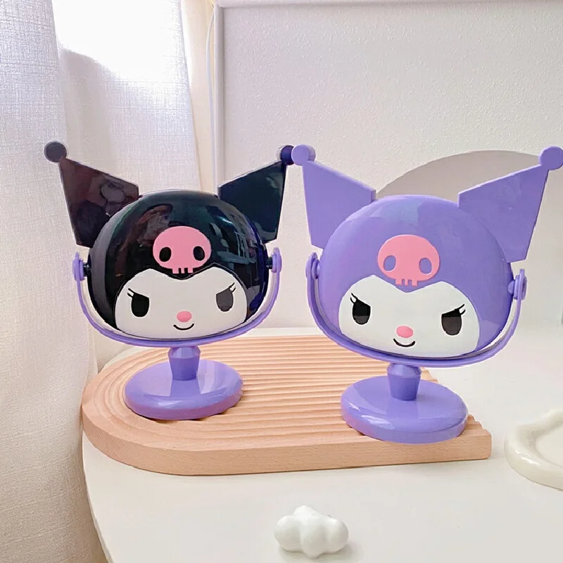 Sanrio Creative Cartoon Kuromi Hello Kitty Desktop Makeup Mirror 3d Cute Girl Heart Bedroom Girl Makeup Mirror Styling Birthday