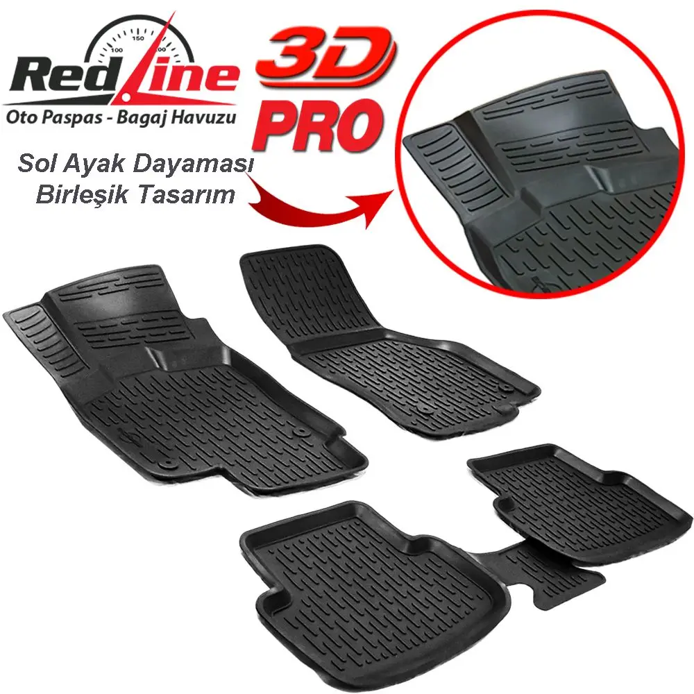 For Vw New Beetle Mat 3D Pool 2 Piece Front 2011-Black Redline PRO